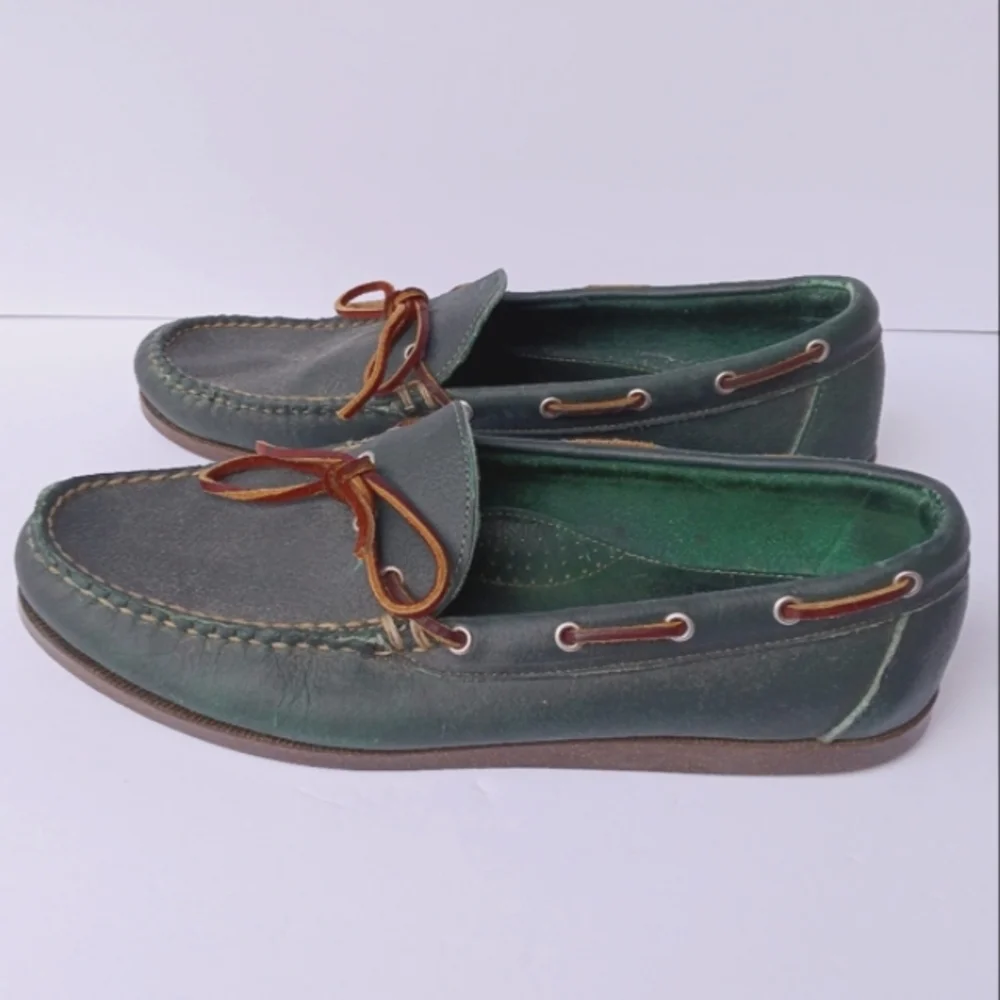 Allen Edmonds Green Northland Classic Green Leather Boat Shoes